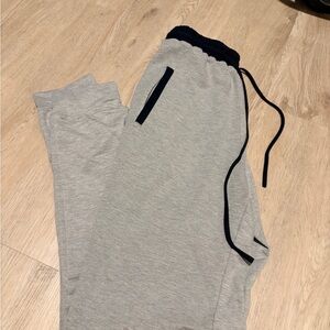 Gray Jogger Pants with Black Accents
